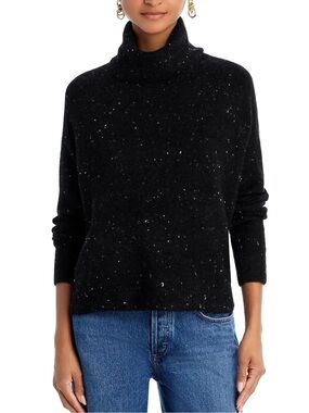Aqua Black Speckled Turtleneck Sweater
